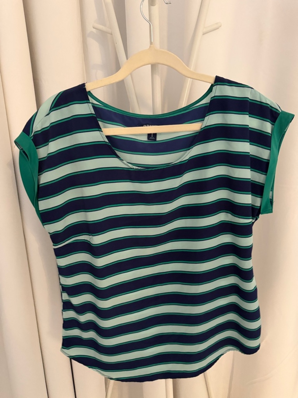 Old Navy Striped Scoop-Neck Top in Teal and Navy